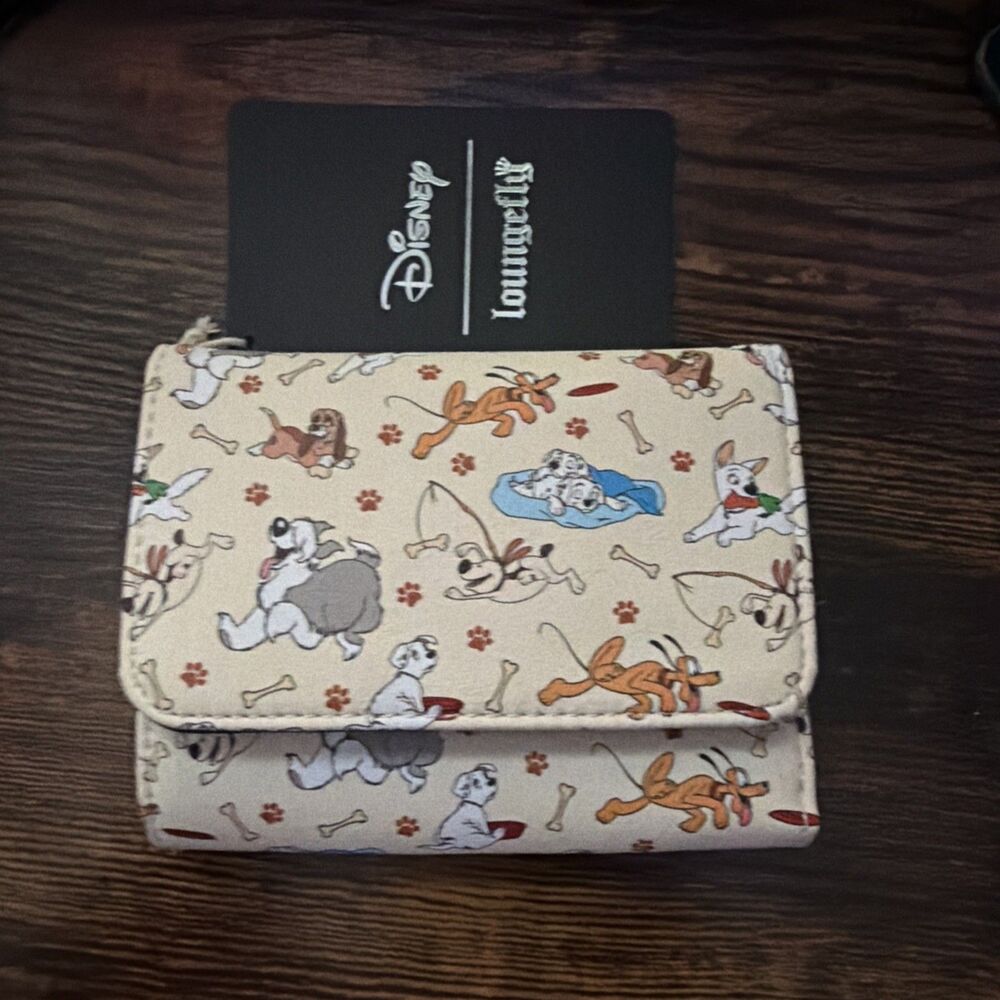 Loungefly Disney Dogs Play Mini Snap Flap Wallet New